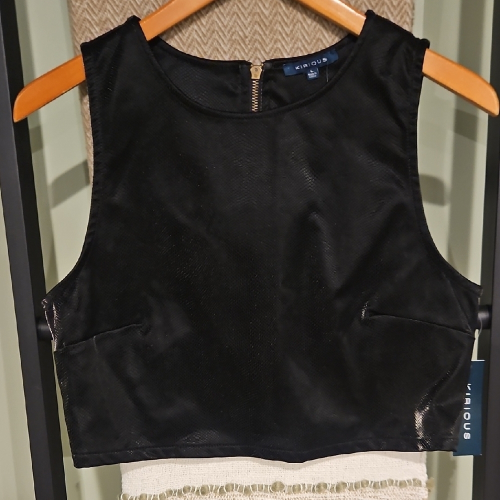 NEW! KIRIOUS LOS ANGELES Faux Leather Snake Skin Cropped Top Large. - Picture 2 of 7